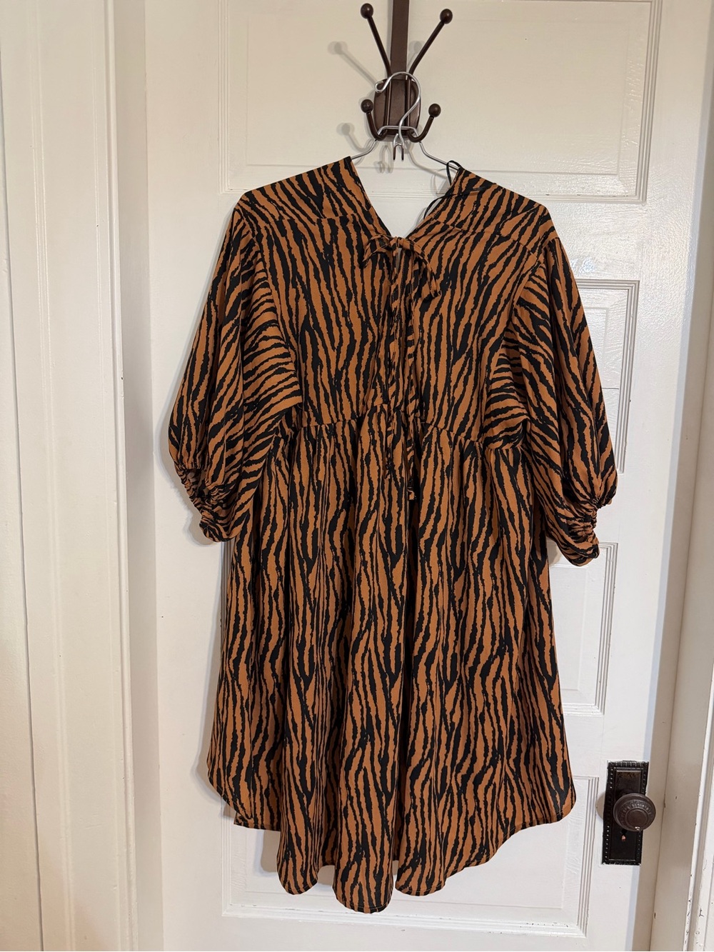 Umgee Rust and Black Tiger Stripe Midi Dress
